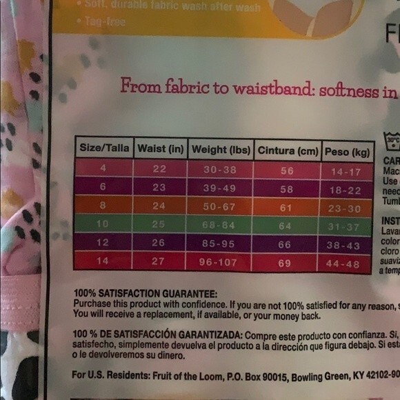 Fruit of the Loom Girls Assorted Cotton Brief Underwear, 10 Pack - Picture 6 of 6